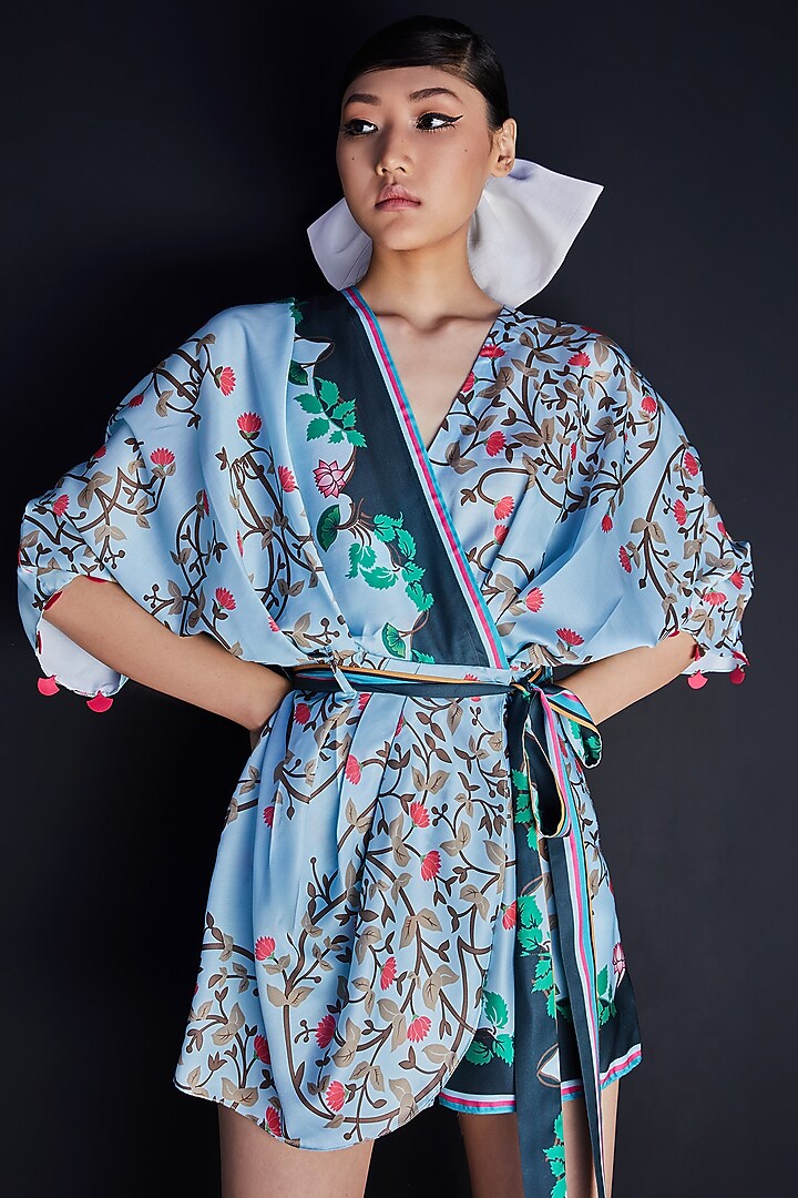 Indigo Blue Embroidered Playsuit by Limerick By Abirr N' Nanki at Pernia's Pop Up Shop