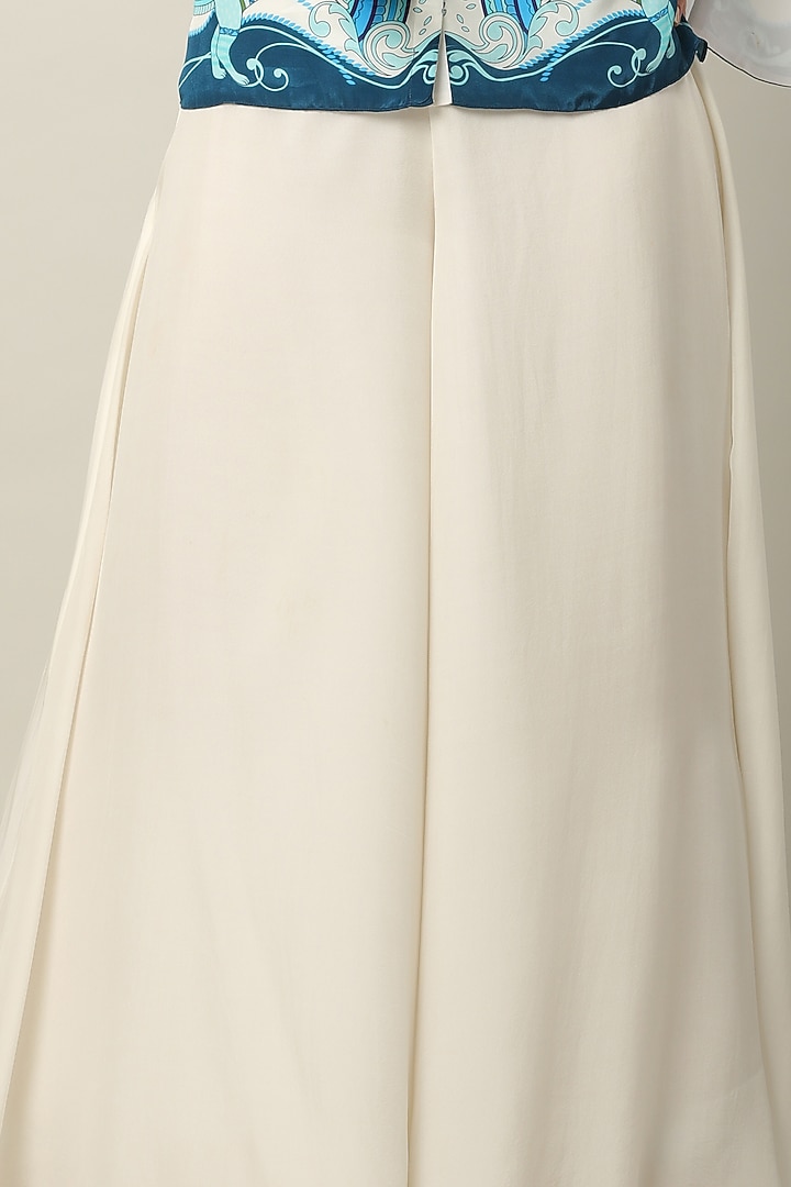 Ivory Georgette Flared Pants by Limerick By Abirr N' Nanki at Pernia's Pop Up Shop