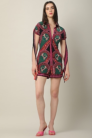 Multi-Colored Crepe Printed Playsuit by Limerick By Abirr N' Nanki
