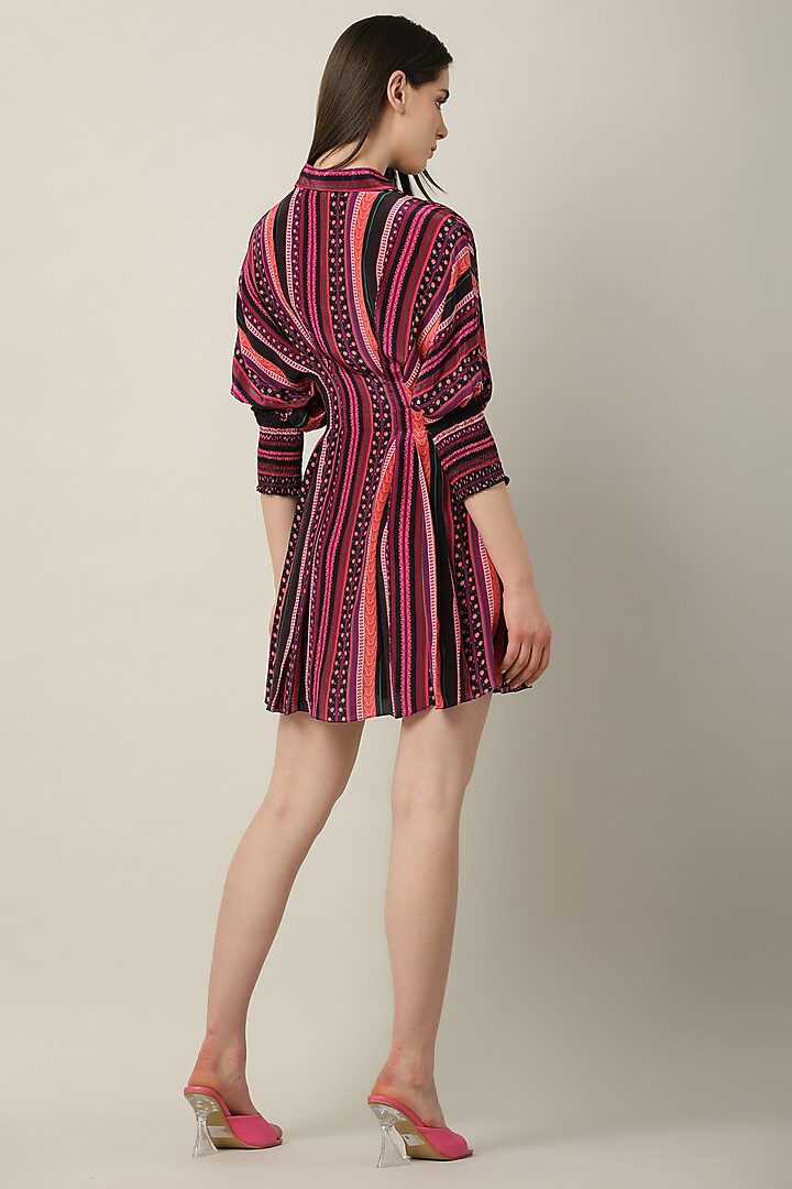 Multi-Colored Crepe Embroidered Mini Summer Dress by Limerick By Abirr N' Nanki at Pernia's Pop Up Shop