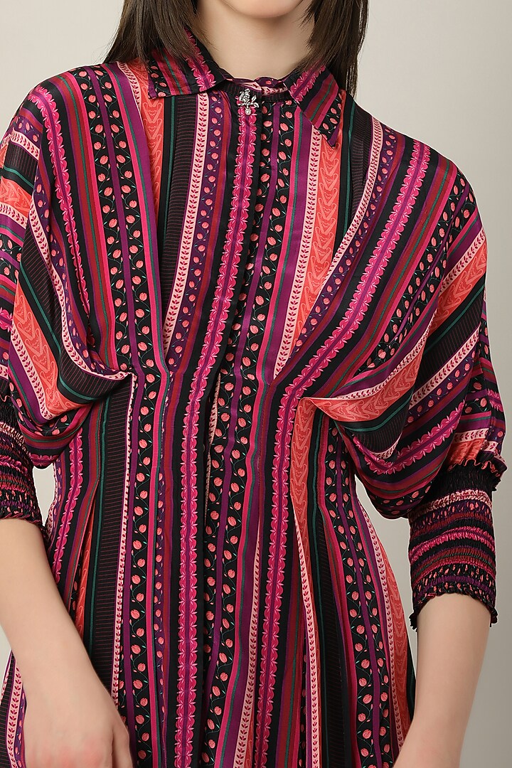 Multi-Colored Crepe Embroidered Mini Summer Dress by Limerick By Abirr N' Nanki at Pernia's Pop Up Shop