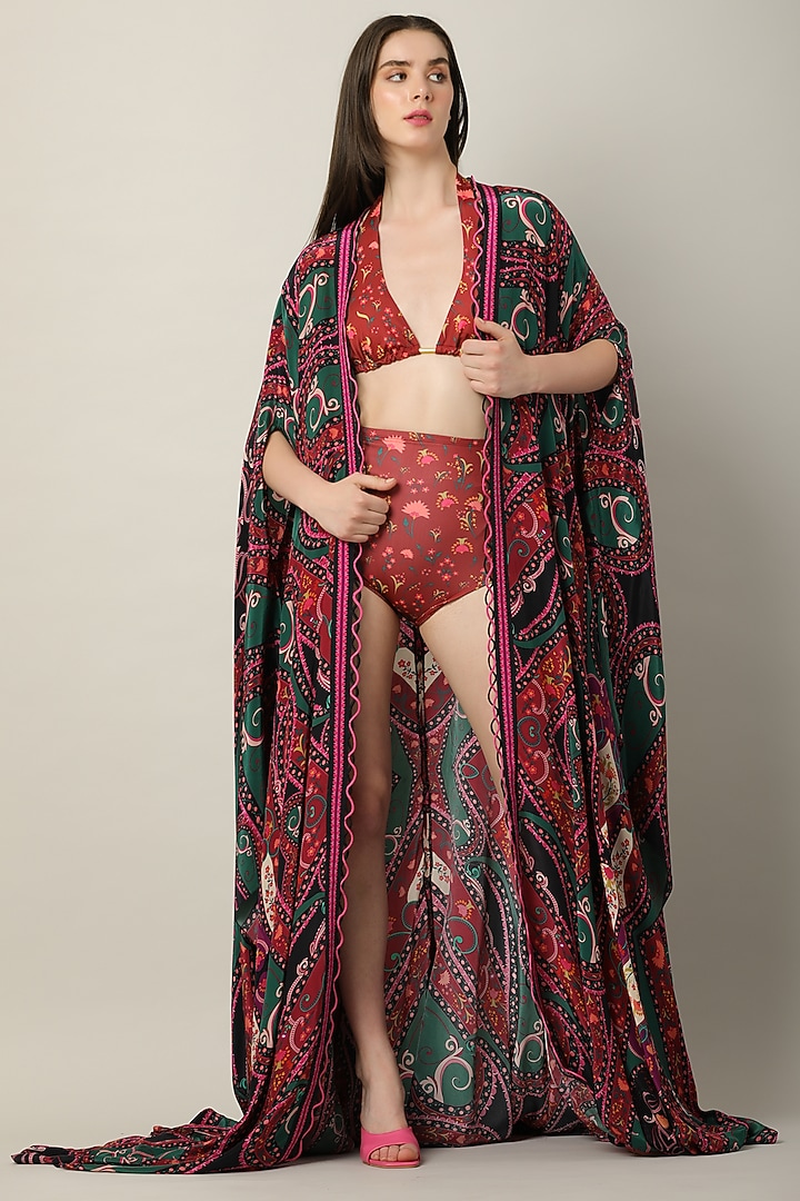 Multi-Colored Crepe Printed Cape by Limerick By Abirr N' Nanki at Pernia's Pop Up Shop