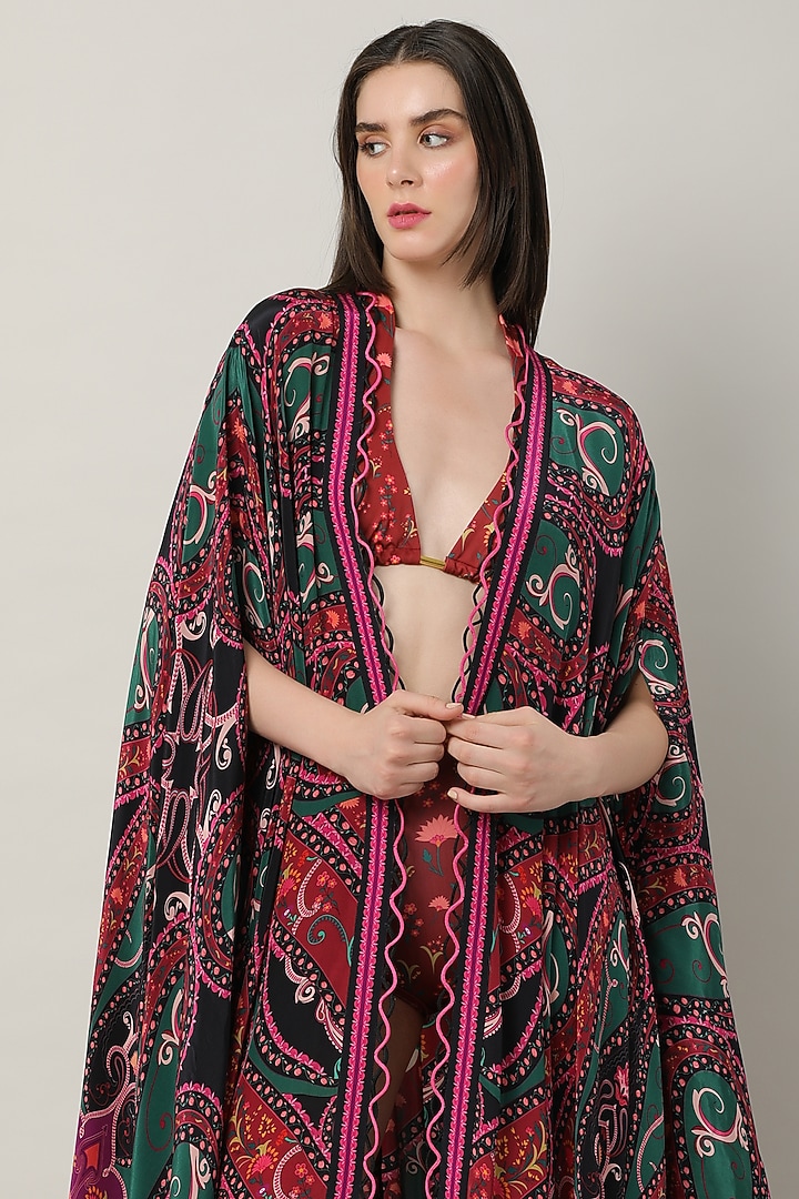 Multi-Colored Crepe Printed Cape by Limerick By Abirr N' Nanki at Pernia's Pop Up Shop