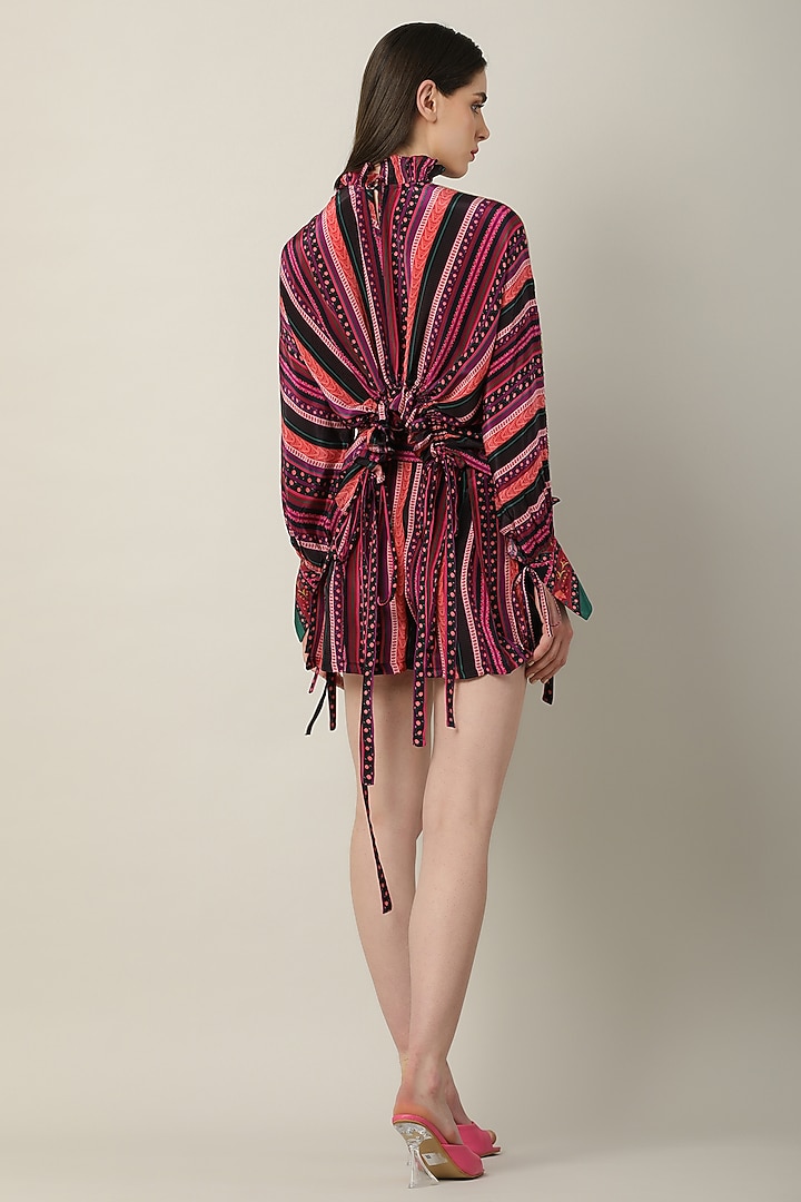 Multi-Colored Crepe Embroidered Draped Top by Limerick By Abirr N' Nanki at Pernia's Pop Up Shop