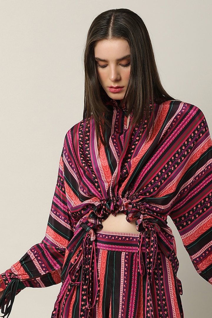 Multi-Colored Crepe Embroidered Draped Top by Limerick By Abirr N' Nanki at Pernia's Pop Up Shop