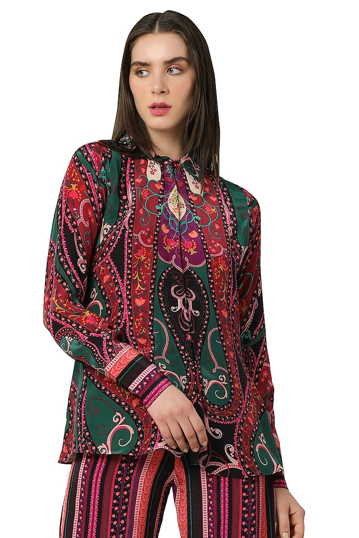 Multi-Colored Crepe Printed Shirt by Limerick By Abirr N' Nanki at Pernia's Pop Up Shop
