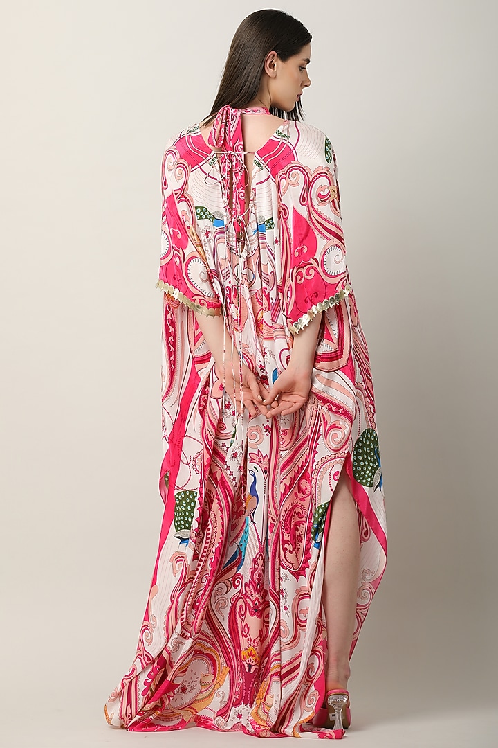 Multi-Colored Crepe Printed & Embroidered Kaftan by Limerick By Abirr N' Nanki at Pernia's Pop Up Shop