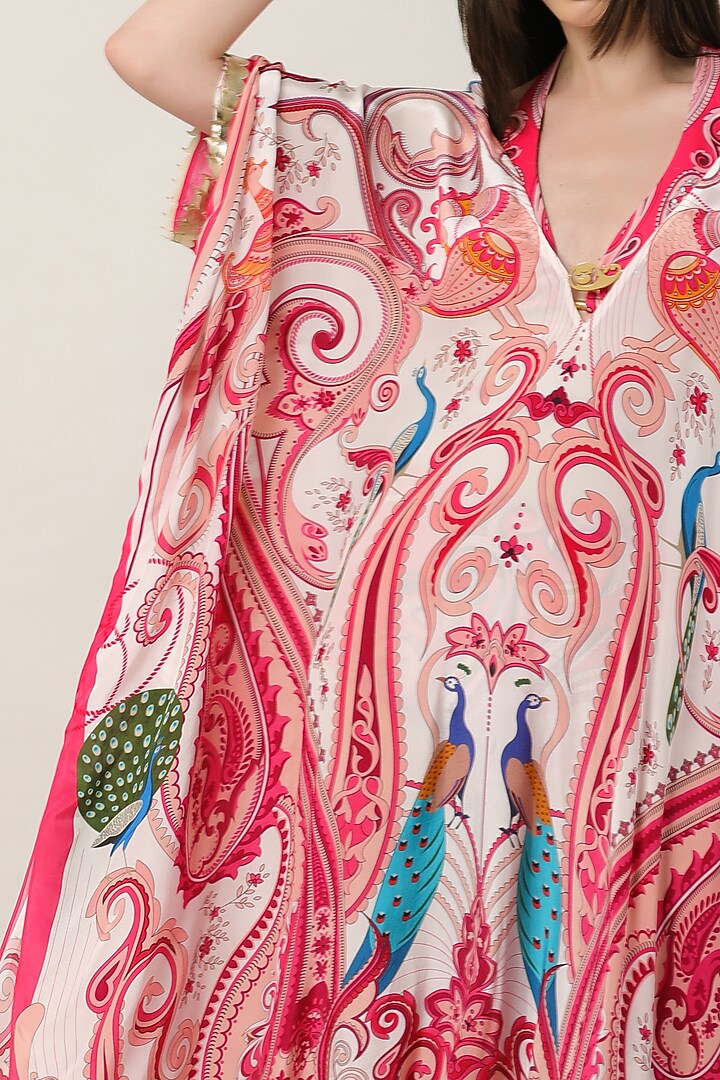 Multi-Colored Crepe Printed & Embroidered Kaftan by Limerick By Abirr N' Nanki at Pernia's Pop Up Shop