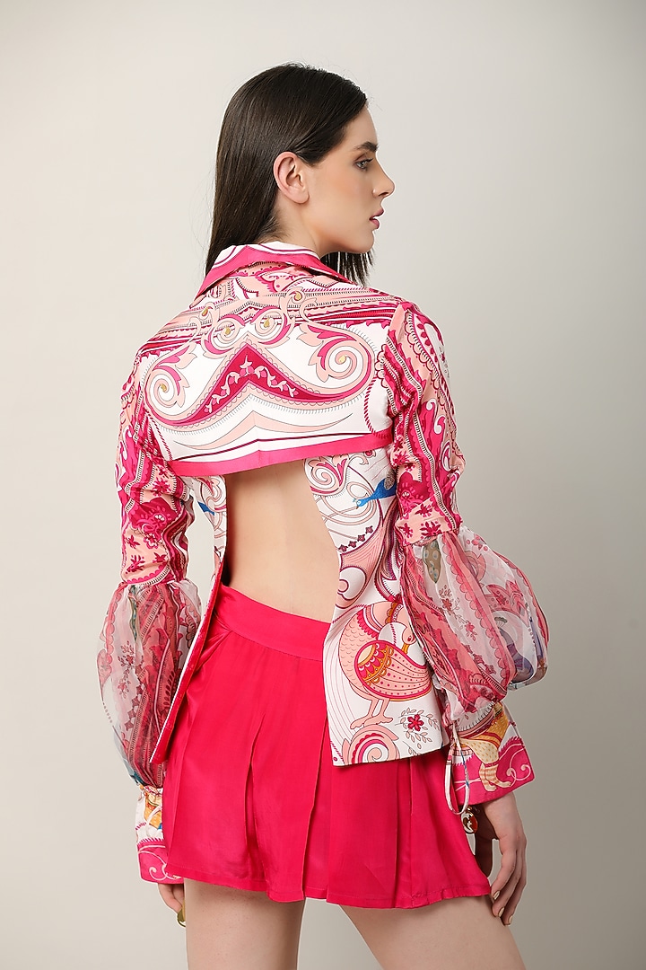 Fuchsia Crepe Box Pleated Shorts by Limerick By Abirr N' Nanki at Pernia's Pop Up Shop