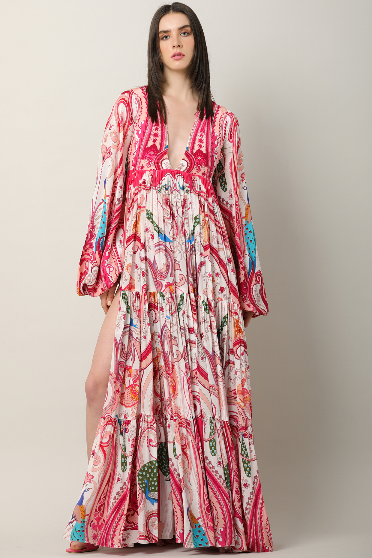 Multi-Colored Crepe Printed & Embroidered Vacation Dress by Limerick By Abirr N' Nanki at Pernia's Pop Up Shop
