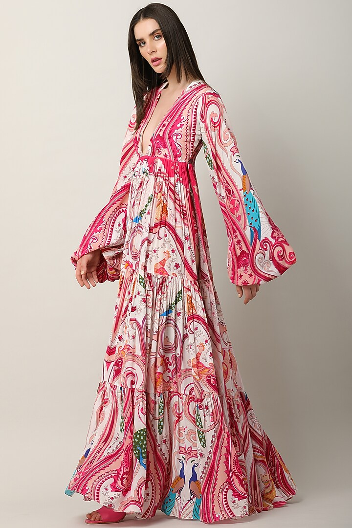 Multi-Colored Crepe Printed & Embroidered Vacation Dress by Limerick By Abirr N' Nanki at Pernia's Pop Up Shop