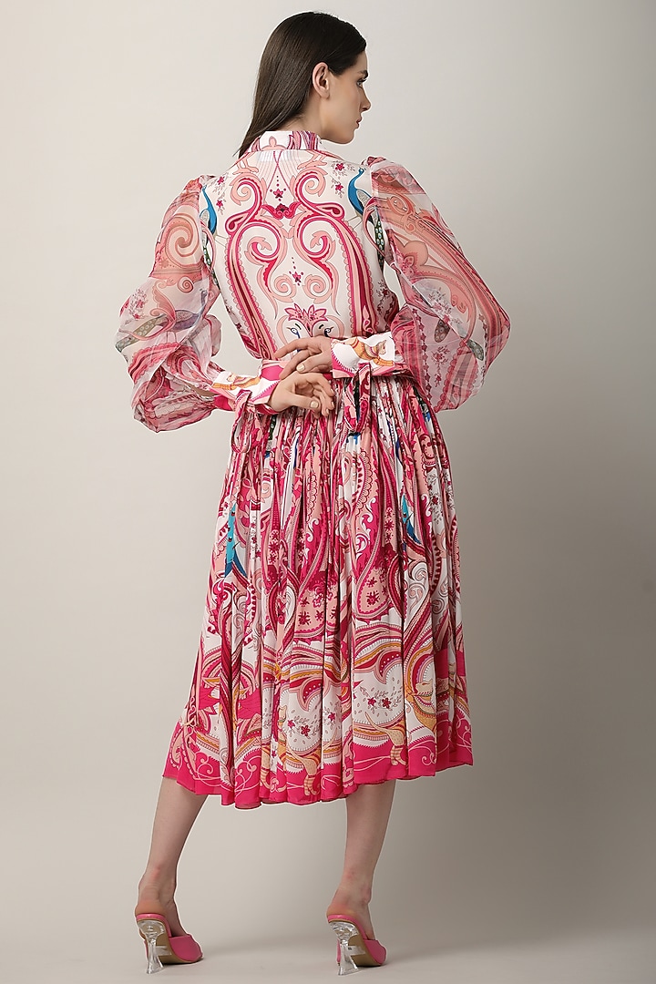Multi-Colored Crepe & Organza Printed Shirt by Limerick By Abirr N' Nanki at Pernia's Pop Up Shop