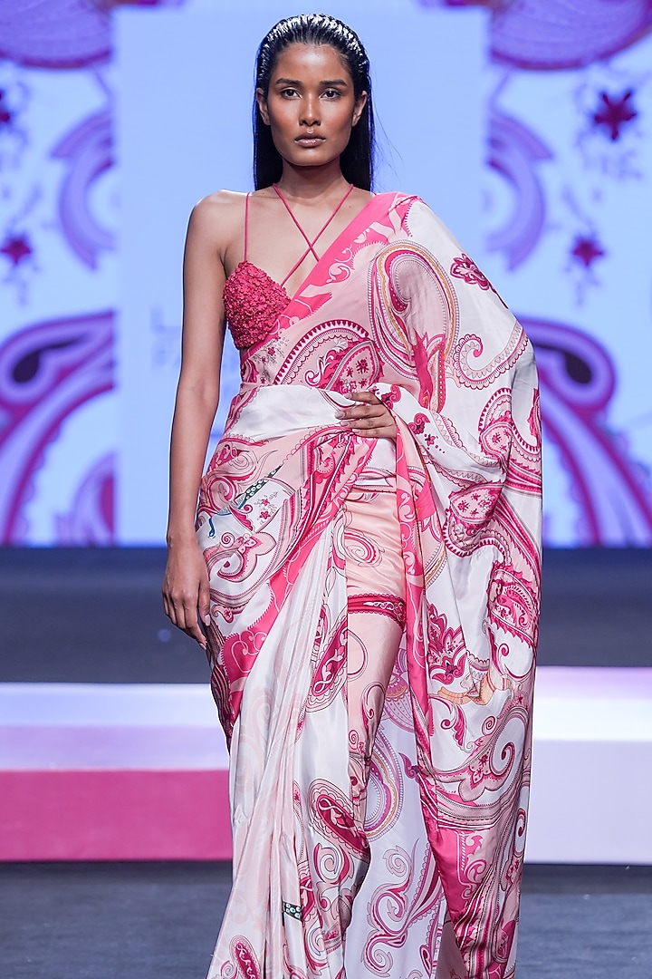 Fuchsia Silk Embroidered Blouse by Limerick By Abirr N' Nanki at Pernia's Pop Up Shop