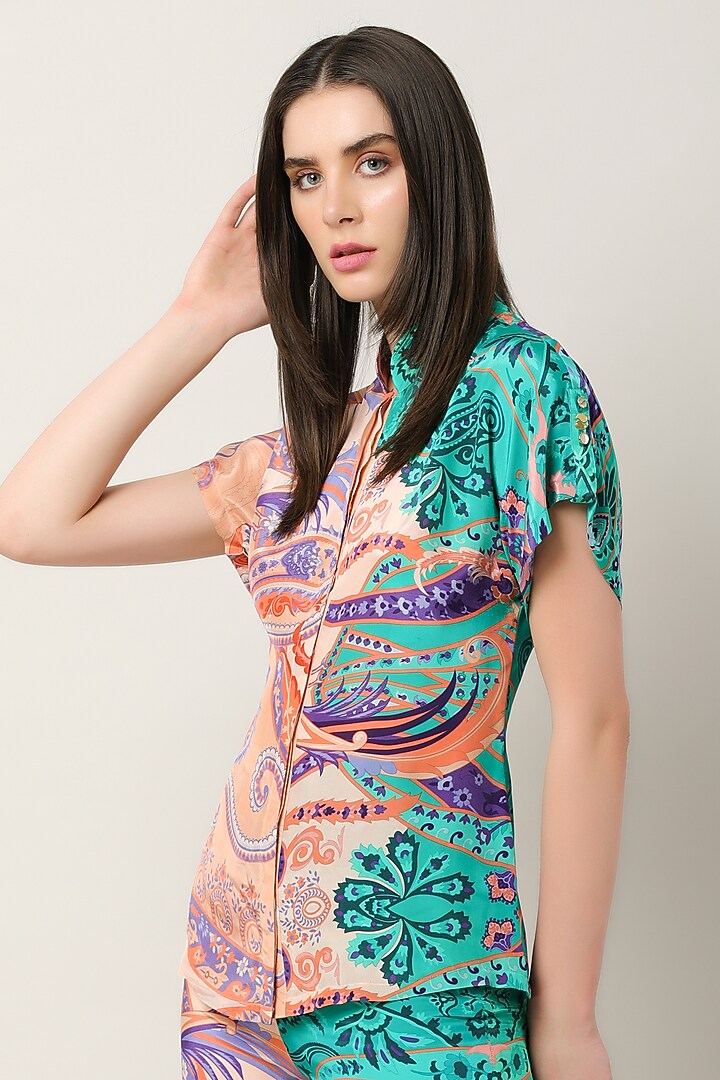 Multi-Colored Crepe Printed Shirt by Limerick By Abirr N' Nanki at Pernia's Pop Up Shop