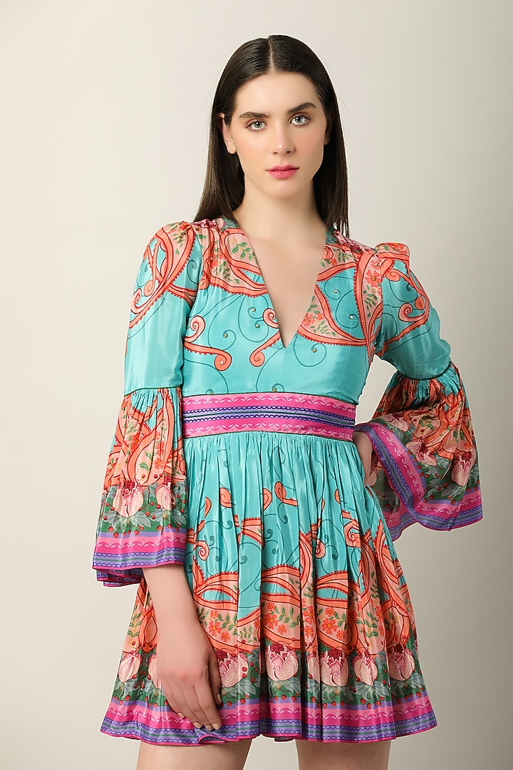 Multi-Colored Crepe Printed Vacation Dress by Limerick By Abirr N' Nanki at Pernia's Pop Up Shop