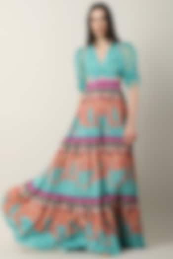 Multi-Colored Crepe Printed Maxi Dress by Limerick By Abirr N' Nanki at Pernia's Pop Up Shop