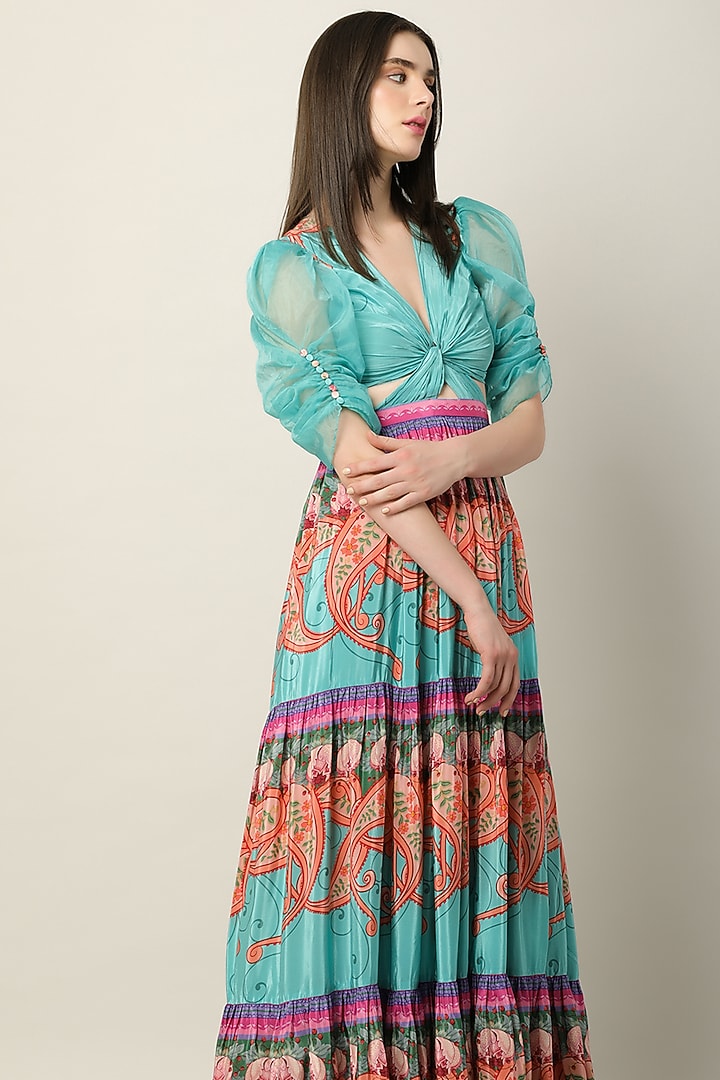 Multi-Colored Crepe Printed Maxi Vacation Dress by Limerick By Abirr N' Nanki at Pernia's Pop Up Shop
