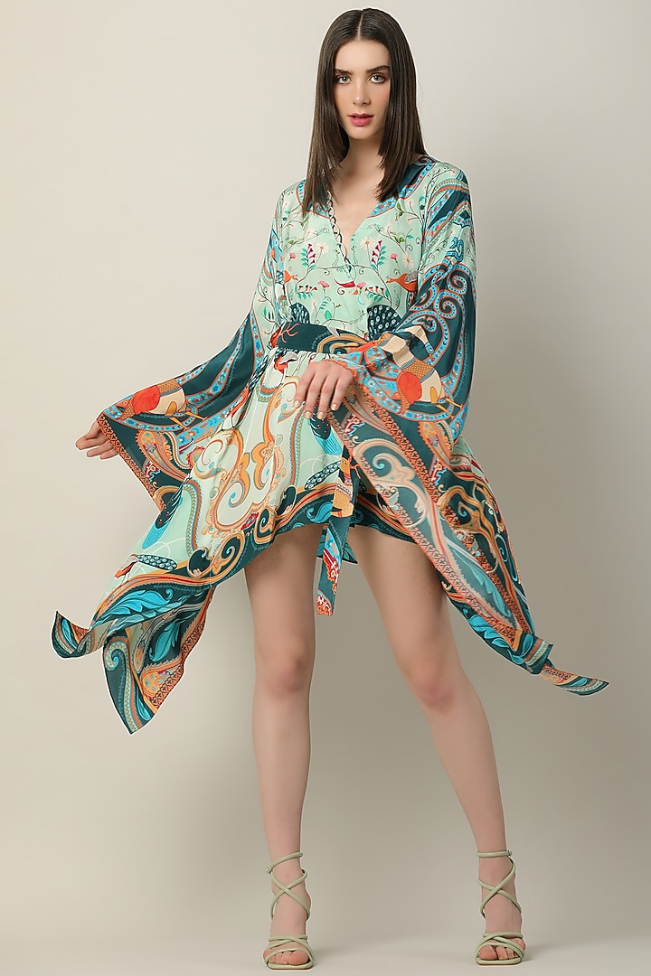 Multi-Colored Crepe Printed Kaftan Summer Dress by Limerick By Abirr N' Nanki at Pernia's Pop Up Shop