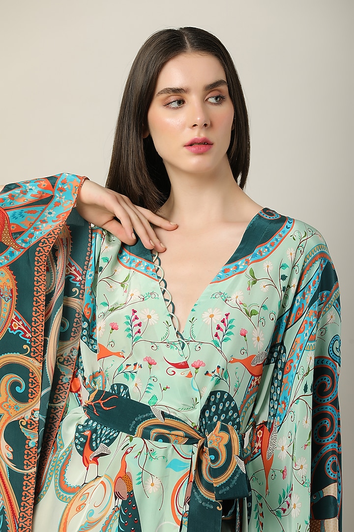 Multi-Colored Crepe Printed Kaftan Summer Dress by Limerick By Abirr N' Nanki at Pernia's Pop Up Shop