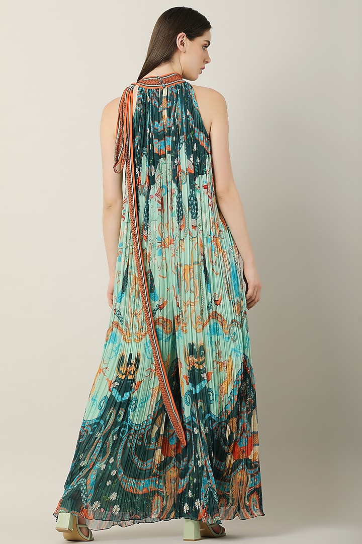 Multi-Colored Georgette Printed & Embroidered Jumpsuit by Limerick By Abirr N' Nanki at Pernia's Pop Up Shop