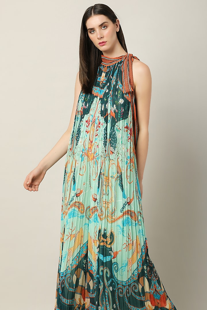 Multi-Colored Georgette Printed & Embroidered Jumpsuit by Limerick By Abirr N' Nanki at Pernia's Pop Up Shop