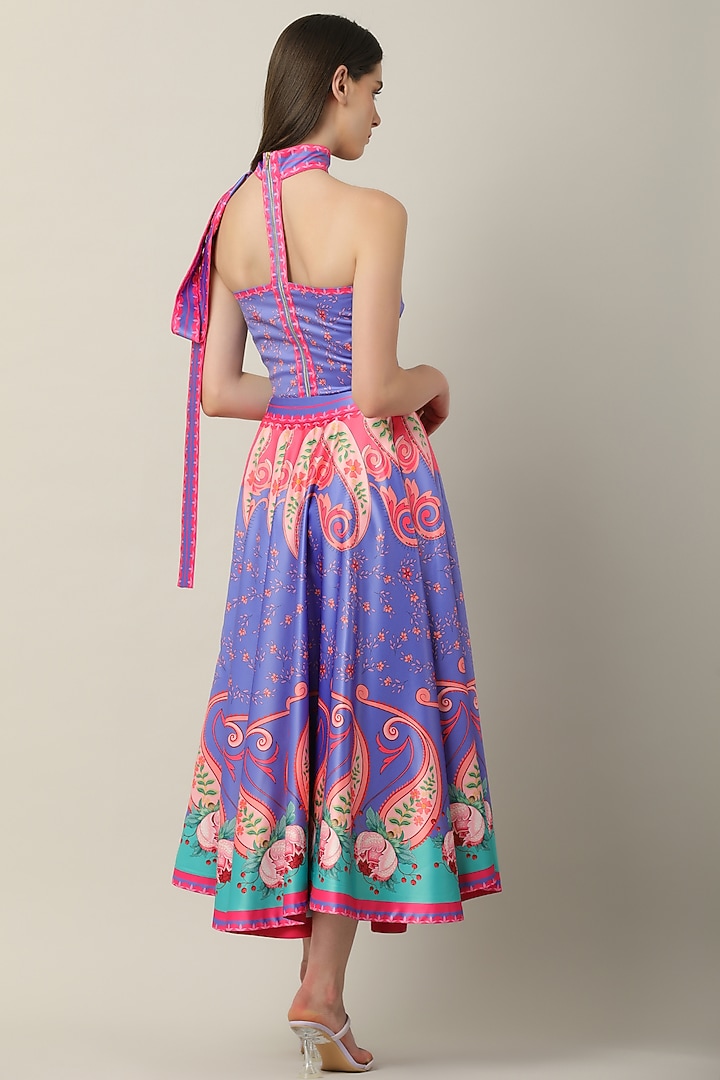 Purple Habutai Silk Printed Skirt by Limerick By Abirr N' Nanki at Pernia's Pop Up Shop
