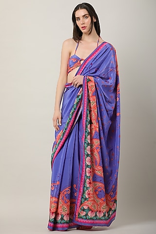 Purple Crepe Printed Blouse by Limerick By Abirr N' Nanki