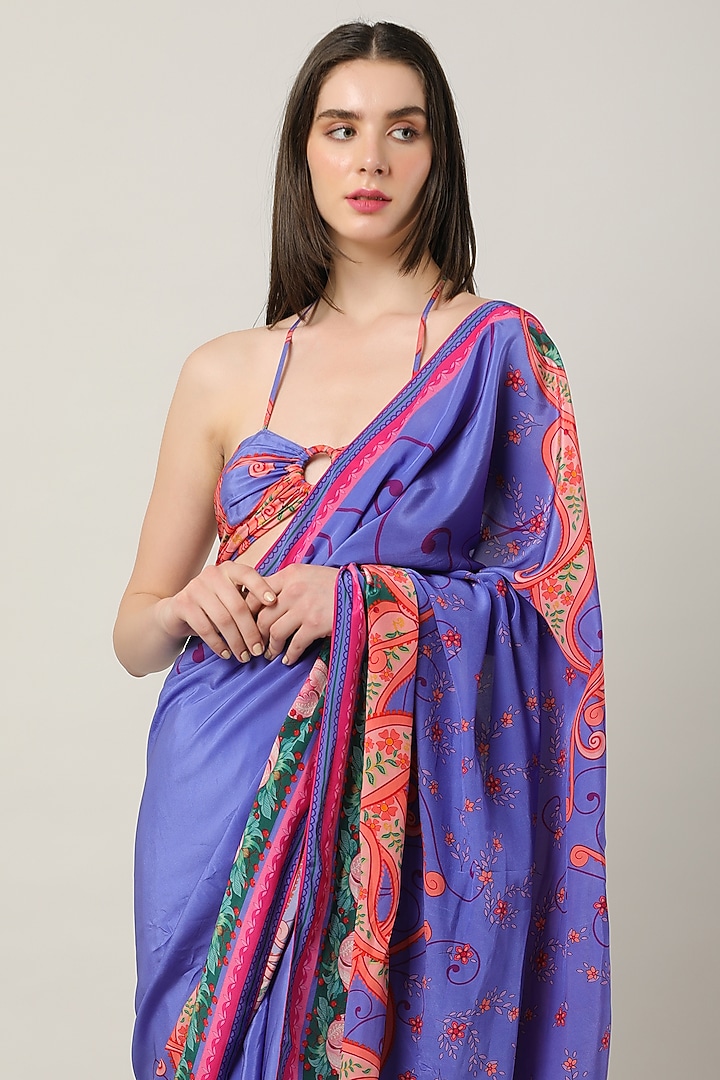Purple Crepe Printed Blouse by Limerick By Abirr N' Nanki at Pernia's Pop Up Shop