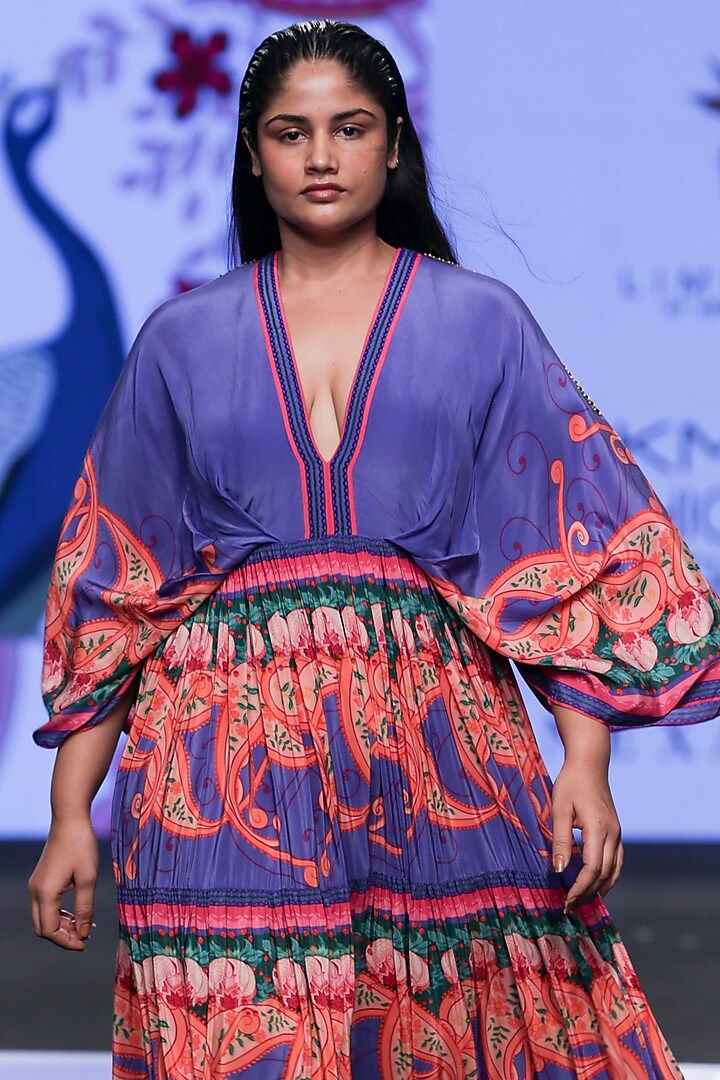 Purple Crepe Printed Maxi Vacation Dress by Limerick By Abirr N' Nanki at Pernia's Pop Up Shop