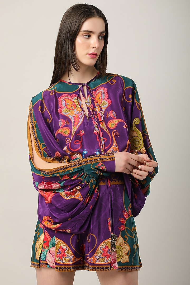 Deep Purple Crepe Printed Top by Limerick By Abirr N' Nanki at Pernia's Pop Up Shop