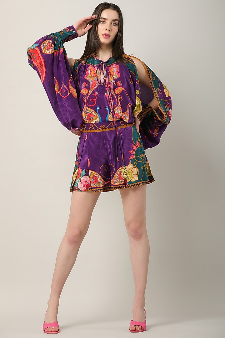 Deep Purple Crepe Printed Top by Limerick By Abirr N' Nanki at Pernia's Pop Up Shop