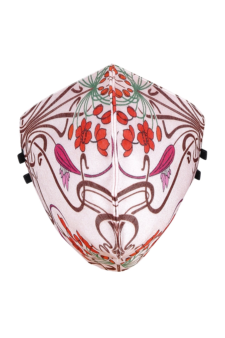 Pink Printed Antimicrobial Mask With Zip Pouch by Limerick By Abirr N' Nanki at Pernia's Pop Up Shop
