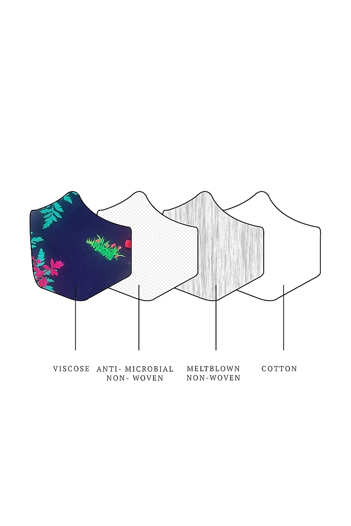 Green & Grey Printed Antimicrobial Mask With Zip Pouch by Limerick By Abirr N' Nanki at Pernia's Pop Up Shop
