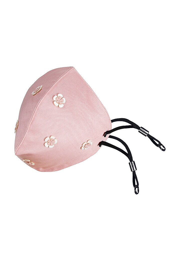 Blush Pink Floral Embroidered Antimicrobial Mask by Limerick By Abirr N' Nanki at Pernia's Pop Up Shop