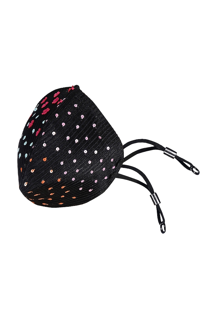 Black Embroidered Antimicrobial Mask by Limerick By Abirr N' Nanki at Pernia's Pop Up Shop