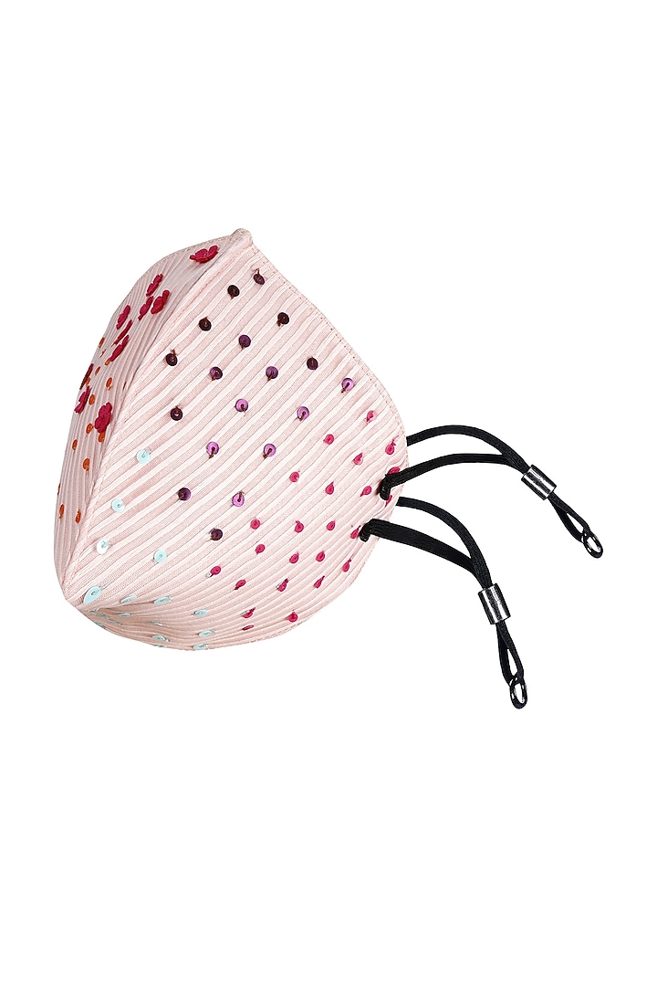 Blush Pink Embroidered Antimicrobial Mask by Limerick By Abirr N' Nanki at Pernia's Pop Up Shop