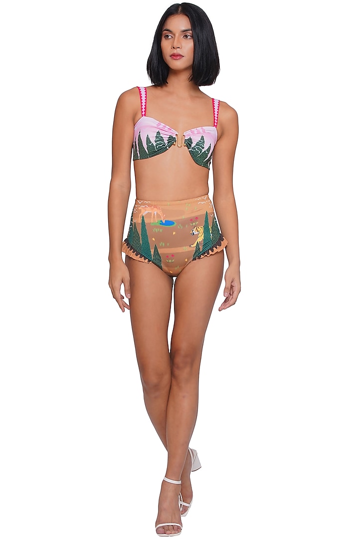 Multi-Colored Polyester Spandex Printed Bikini Set by Limerick By Abirr N' Nanki at Pernia's Pop Up Shop