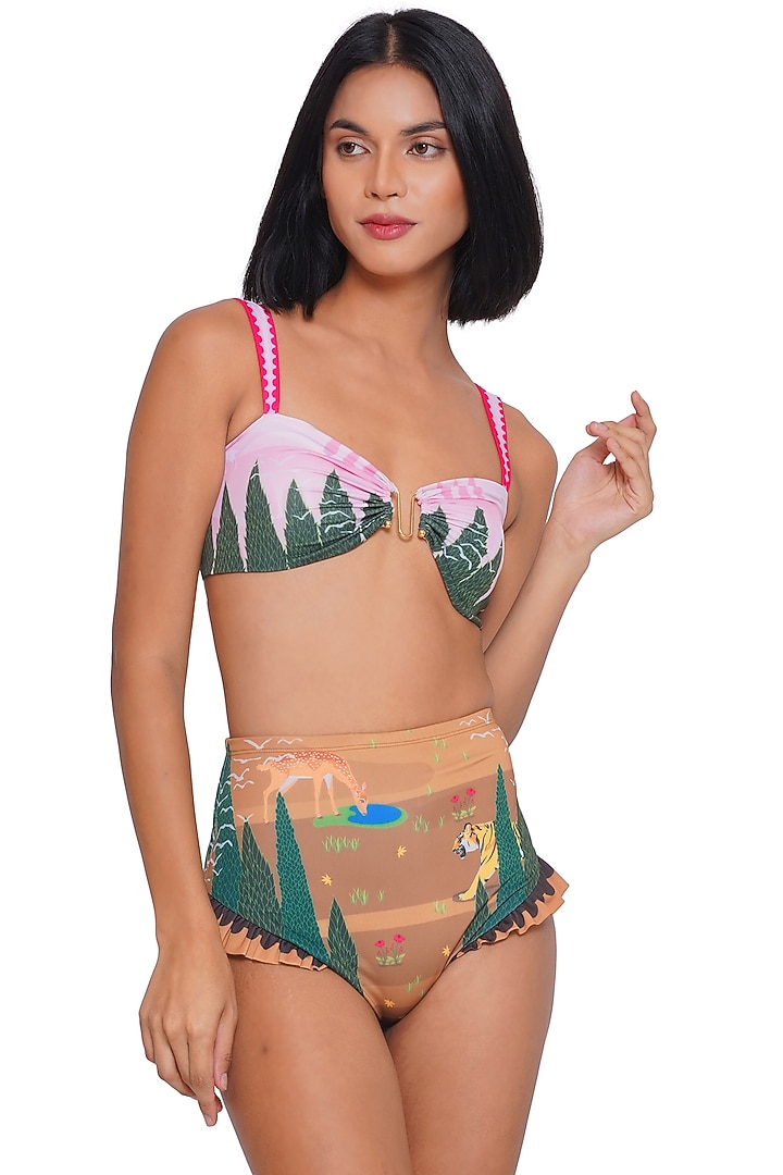 Multi-Colored Polyester Spandex Printed Bikini Set by Limerick By Abirr N' Nanki at Pernia's Pop Up Shop
