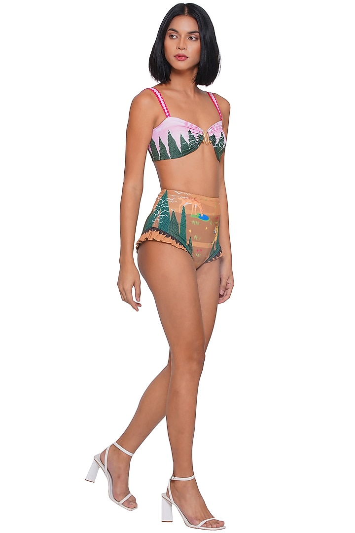 Multi-Colored Polyester Spandex Printed Bikini Set by Limerick By Abirr N' Nanki at Pernia's Pop Up Shop