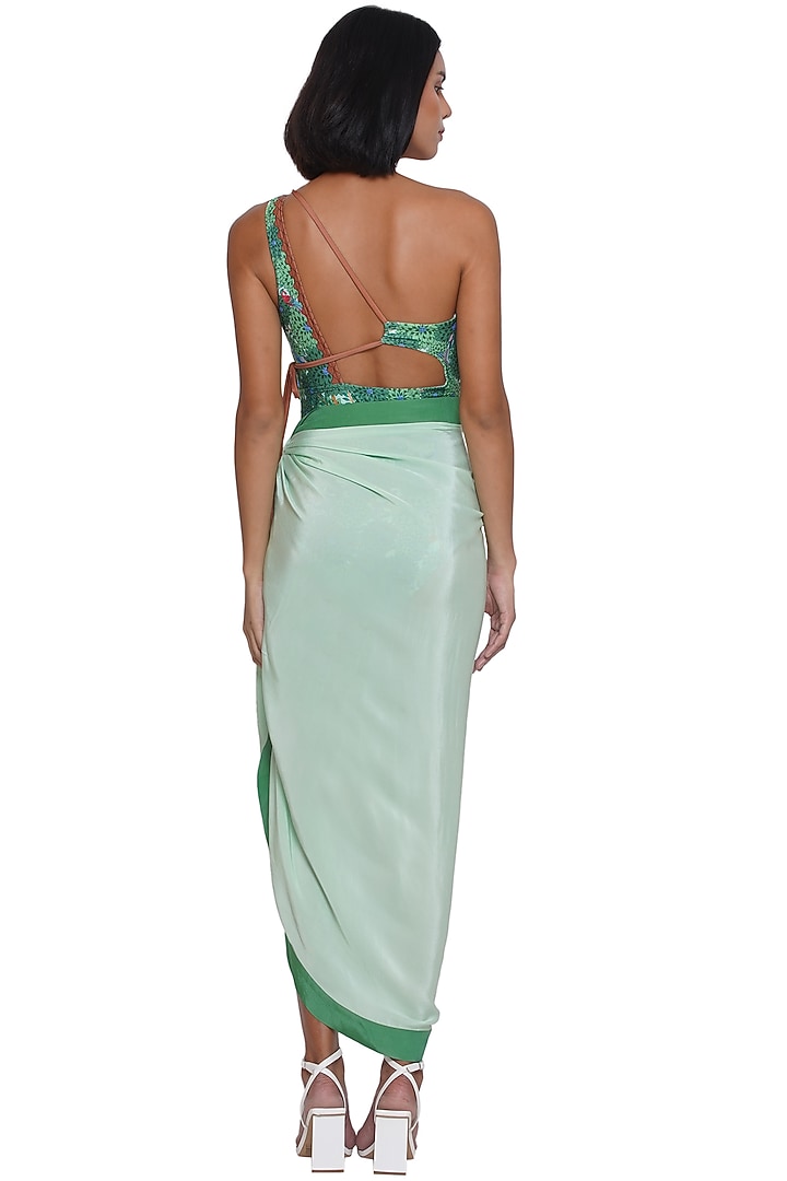 Green Crepe Sarong by Limerick By Abirr N' Nanki at Pernia's Pop Up Shop