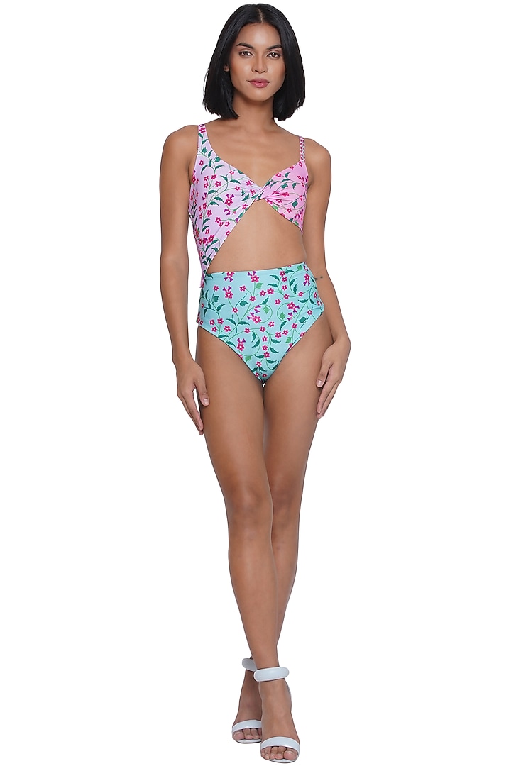 Multi-Colored Spandex Blend Printed Monokini by Limerick By Abirr N' Nanki at Pernia's Pop Up Shop