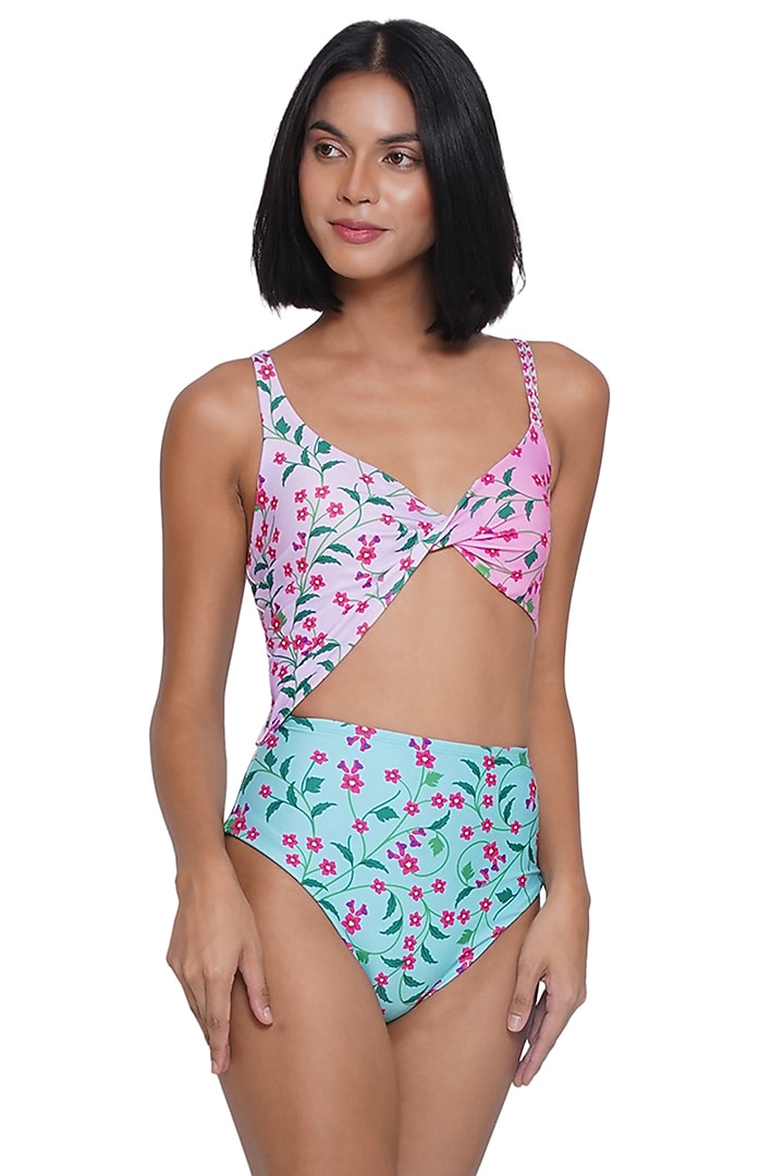Multi-Colored Spandex Blend Printed Monokini by Limerick By Abirr N' Nanki at Pernia's Pop Up Shop