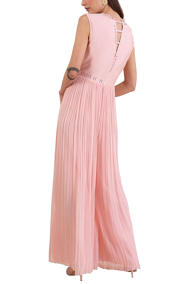 Pink Hand Embroidered Jumpsuit by Limerick By Abirr N' Nanki at Pernia's Pop Up Shop