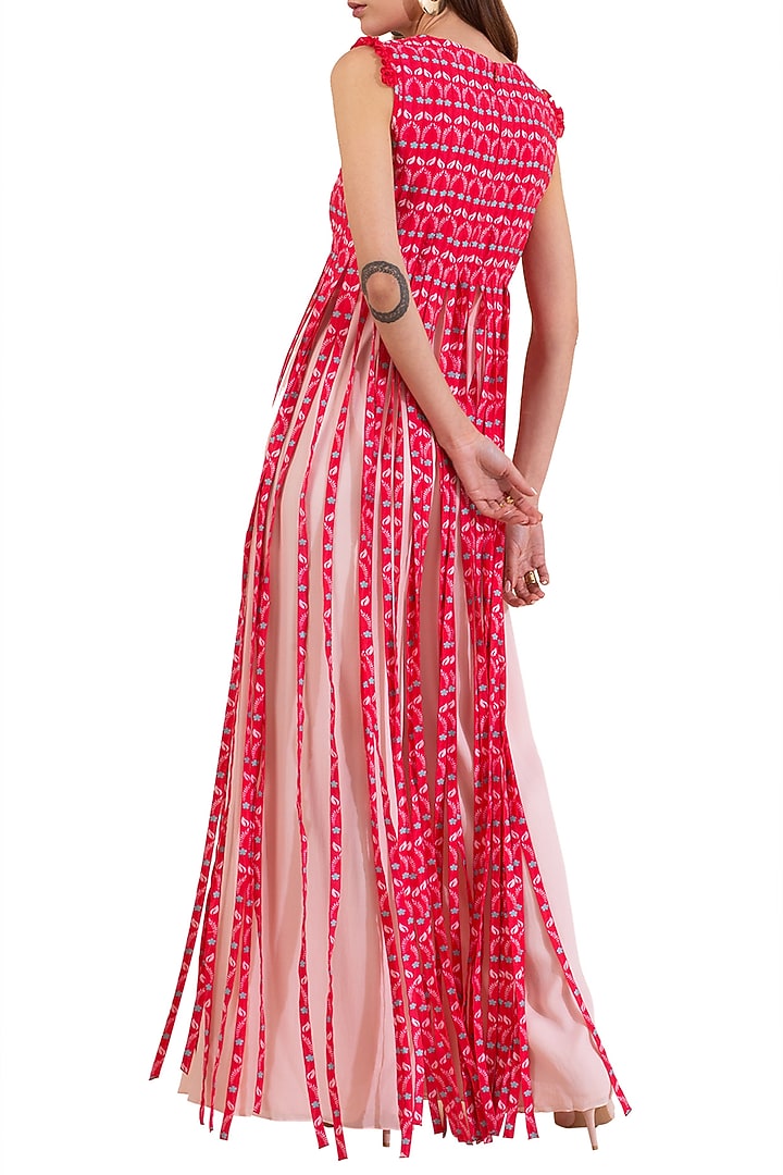 Pink Printed Tassel Jumpsuit by Limerick By Abirr N' Nanki at Pernia's Pop Up Shop