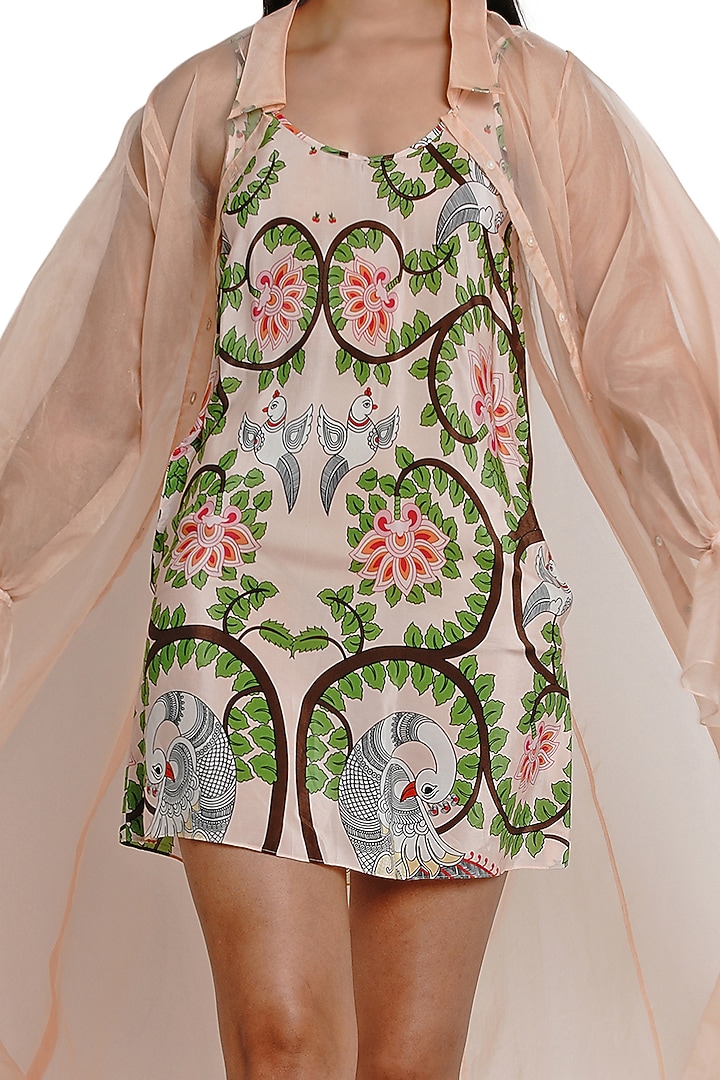 Blush Pink Jacket With Printed Summer Dress by Limerick By Abirr N' Nanki at Pernia's Pop Up Shop