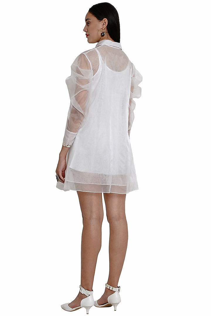 Ivory Embroidered Summer Shirt Dress by Limerick By Abirr N' Nanki at Pernia's Pop Up Shop