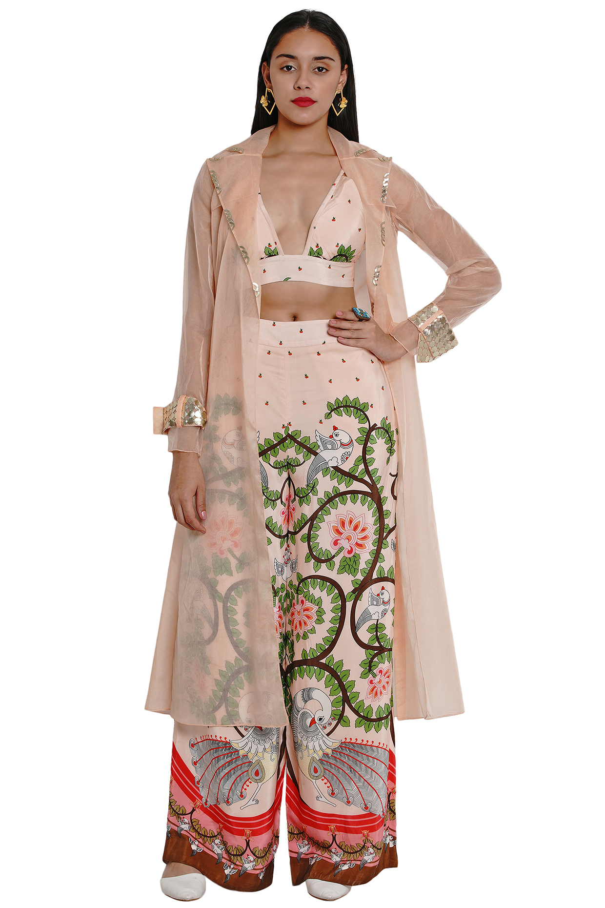 Blush Pink Embroidered Jacket by Limerick By Abirr N' Nanki at Pernia's Pop Up Shop