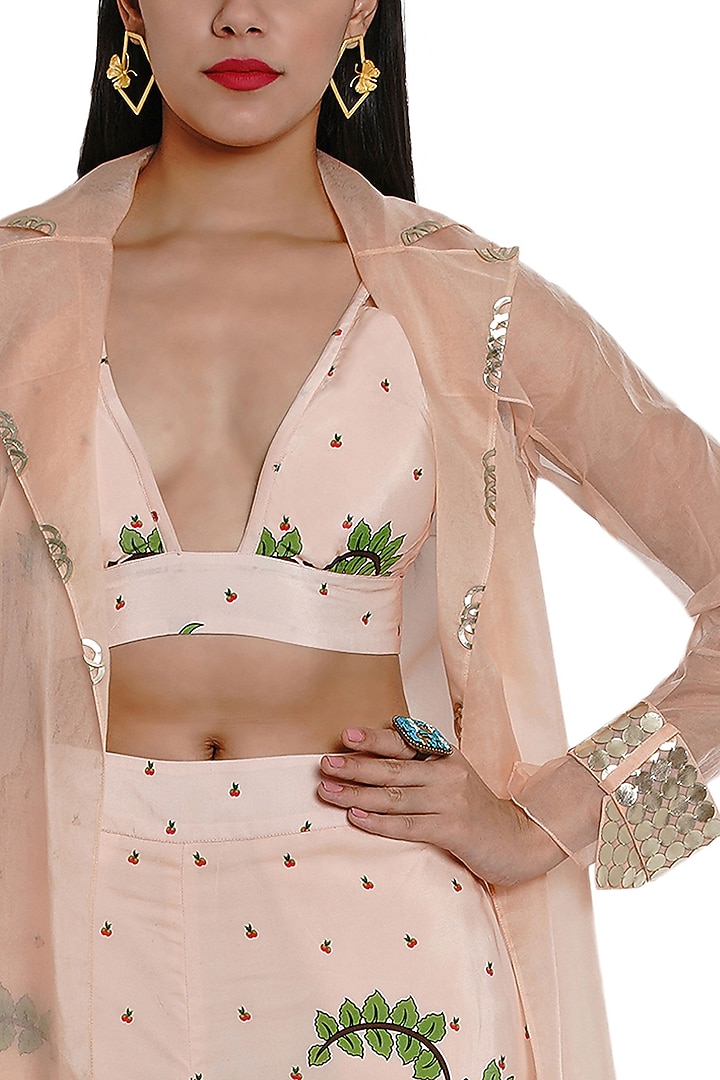 Blush Pink Embroidered Jacket by Limerick By Abirr N' Nanki at Pernia's Pop Up Shop