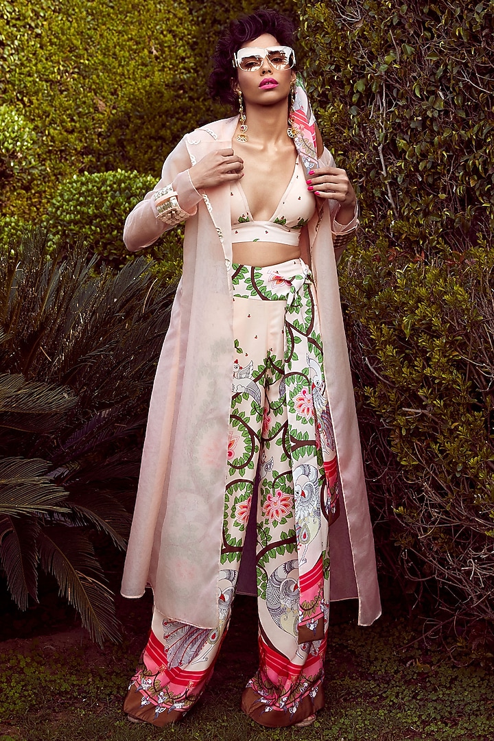 Blush Pink Embroidered Jacket by Limerick By Abirr N' Nanki at Pernia's Pop Up Shop