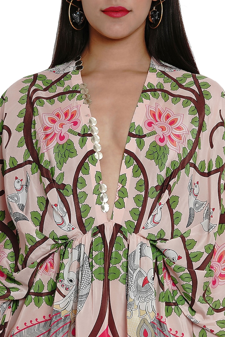 Blush Pink Printed Summer Dress by Limerick By Abirr N' Nanki at Pernia's Pop Up Shop